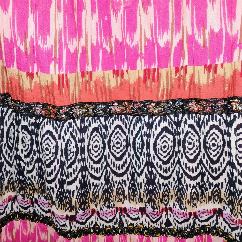 Boho Pink and Purple Maxi Skirt By Valerie Stevens Size Medium - Picture 8 of 10